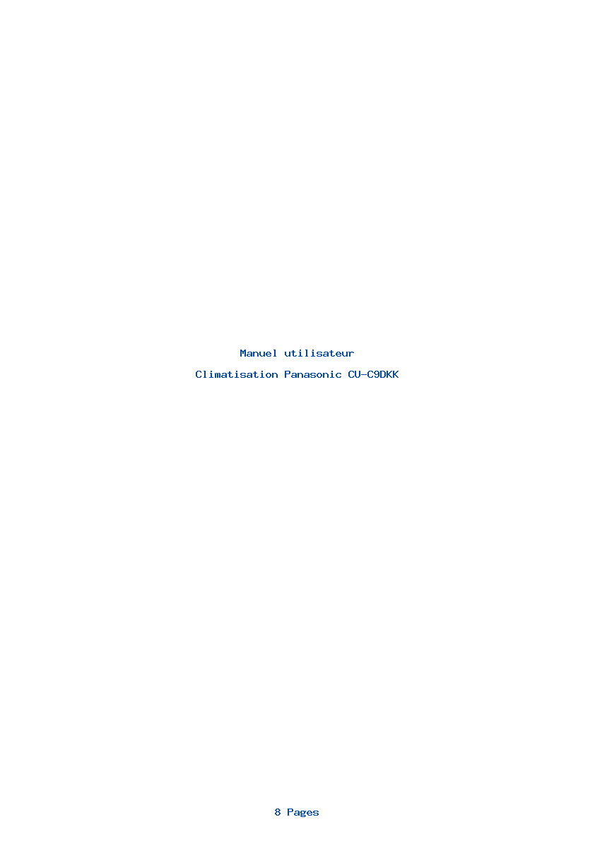 Page 1 de la notice Manuel utilisateur Panasonic CU-C9DKK
