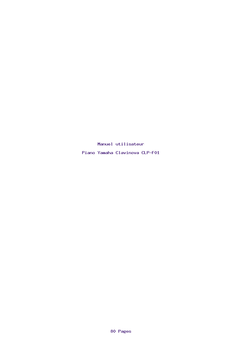Page 1 de la notice Manuel utilisateur Yamaha Clavinova CLP-F01