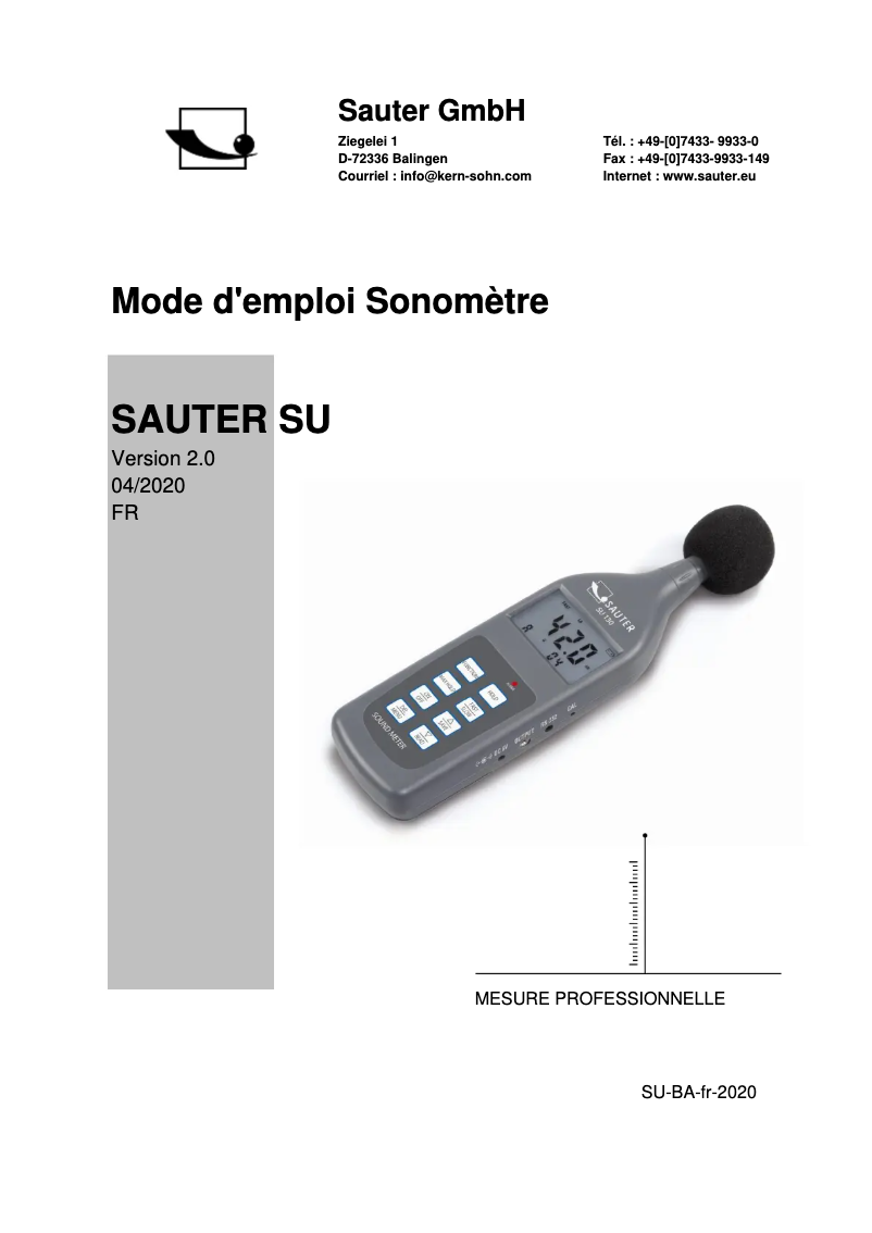 Page 1 of the manual User Manual Sauter SU 130