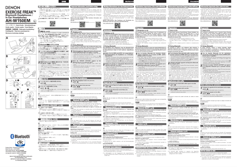 Page 1 de la notice Manuel utilisateur Denon AH-W150