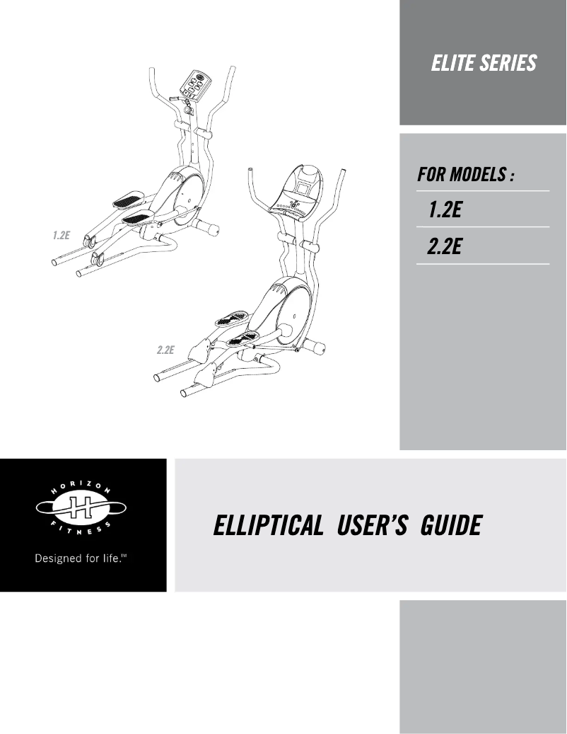 Page 1 de la notice Manuel utilisateur Horizon Fitness Elite 1.2E