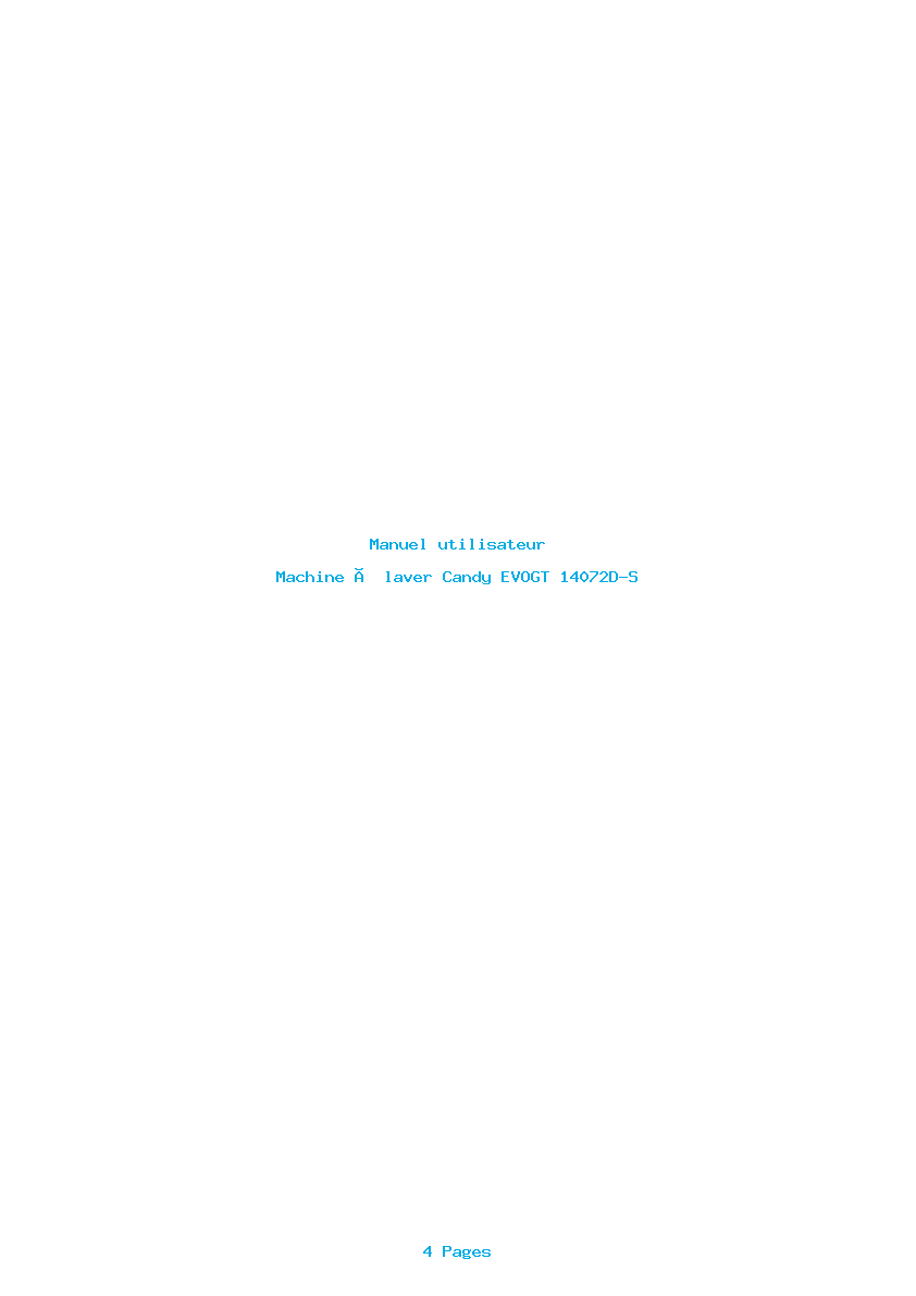 Page 1 de la notice Manuel utilisateur Candy EVOGT 14072D-S