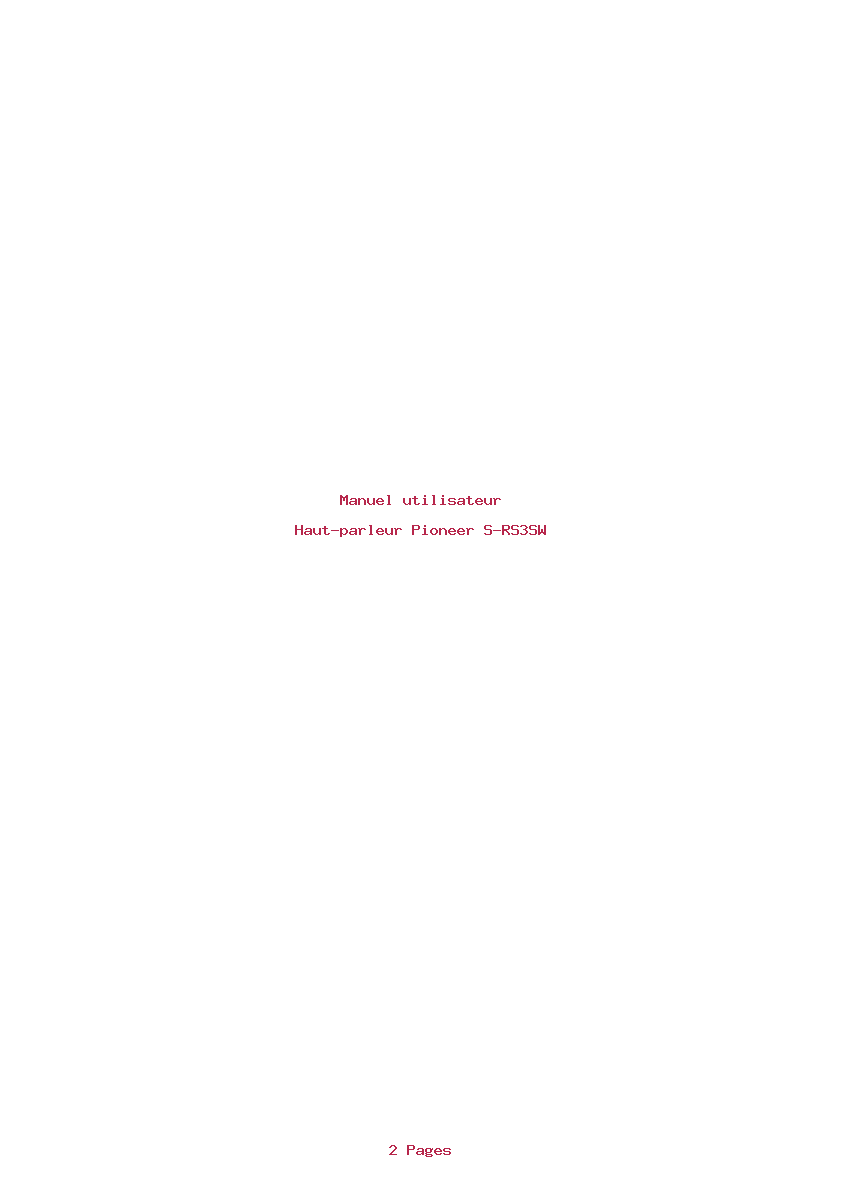 Page 1 de la notice Manuel utilisateur Pioneer S-RS3SW