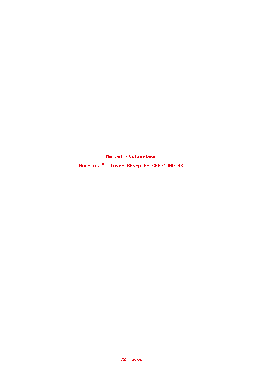 Page 1 de la notice Manuel utilisateur Sharp ES-GFB714WD-BX