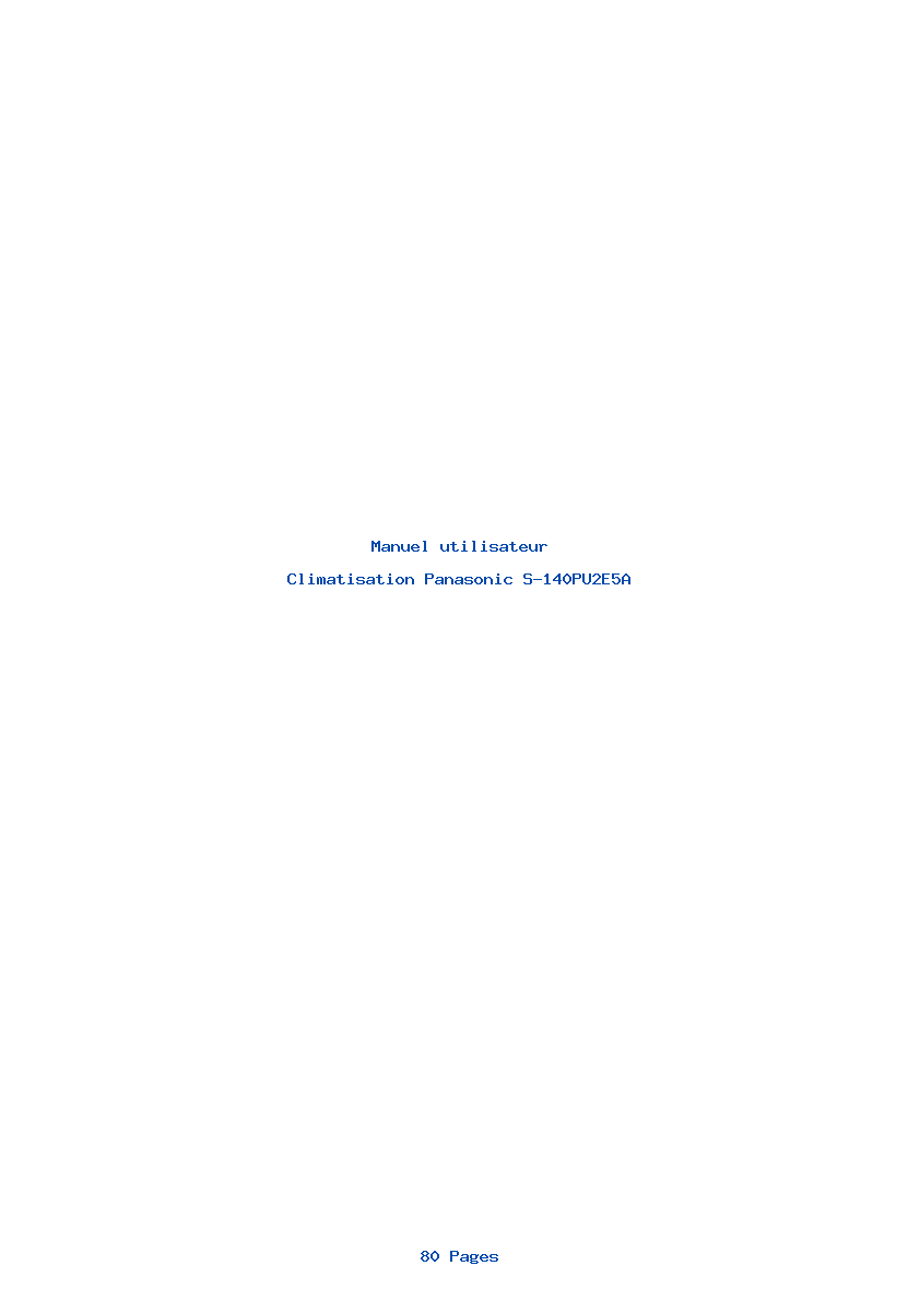 Page 1 de la notice Manuel utilisateur Panasonic S-140PU2E5A