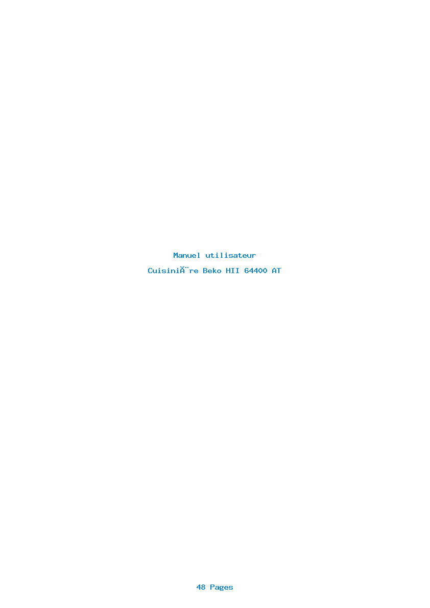 Page 1 de la notice Manuel utilisateur Beko HII 64400 AT