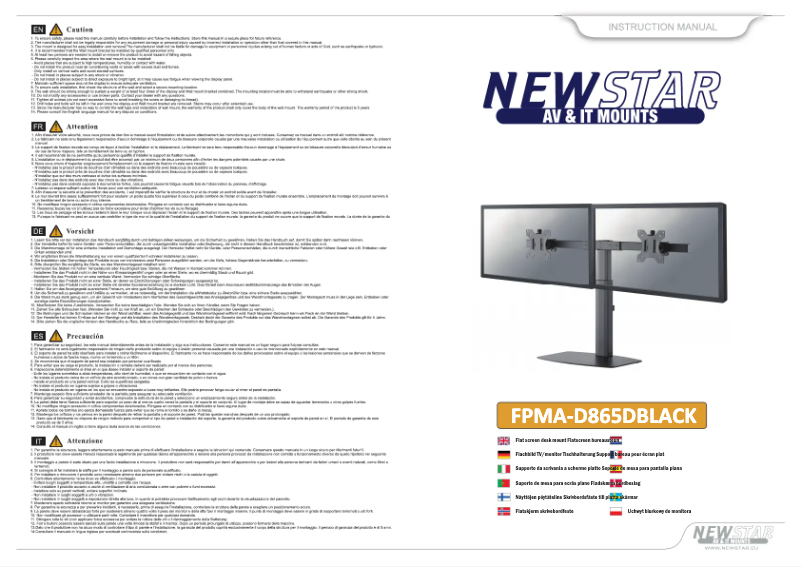 Page 1 de la notice Manuel utilisateur Newstar FPMA-D865D