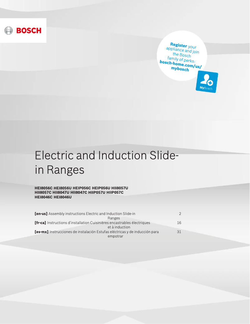 Page 1 de la notice Guide d'installation Bosch HII8057C