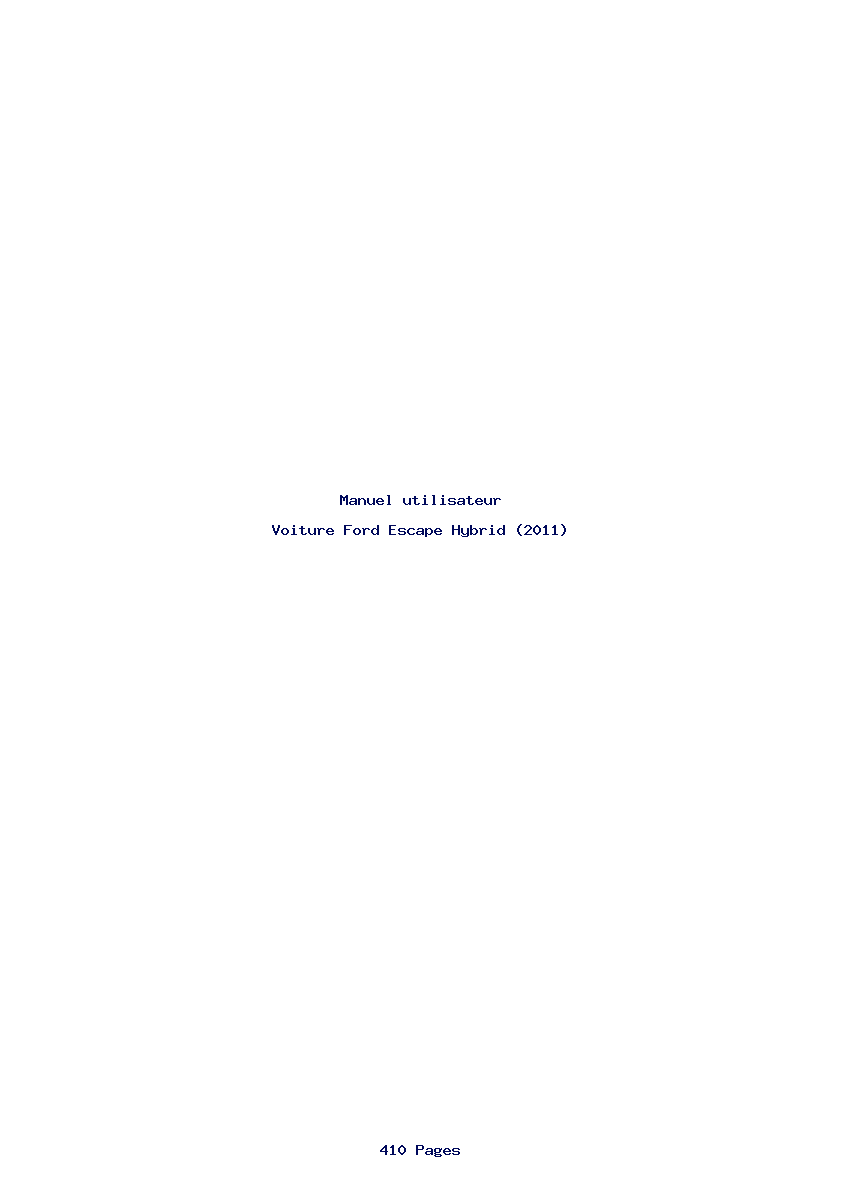Page 1 de la notice Manuel utilisateur Ford Escape Hybrid (2011)