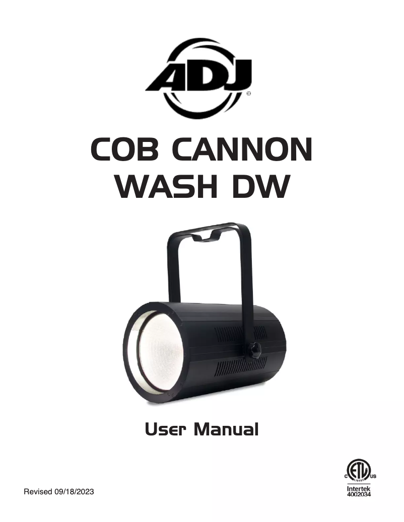 Page 1 de la notice Manuel utilisateur Adj COB Cannon Wash DW