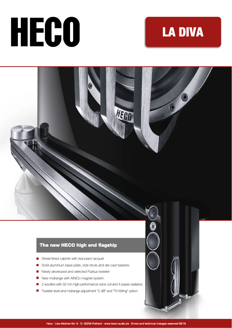 Page 1 of the manual Technical Sheet Heco La Diva