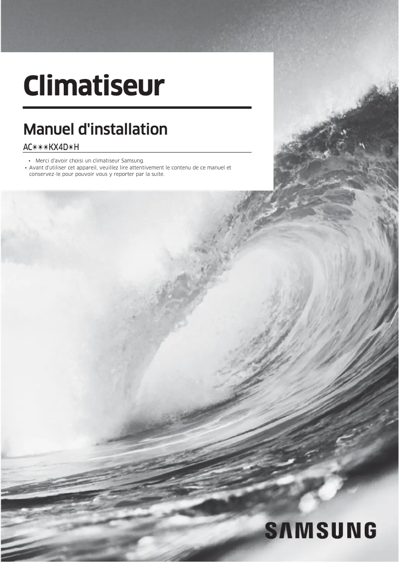 Page 1 de la notice Manuel utilisateur Samsung AC100KX4DKH/EU