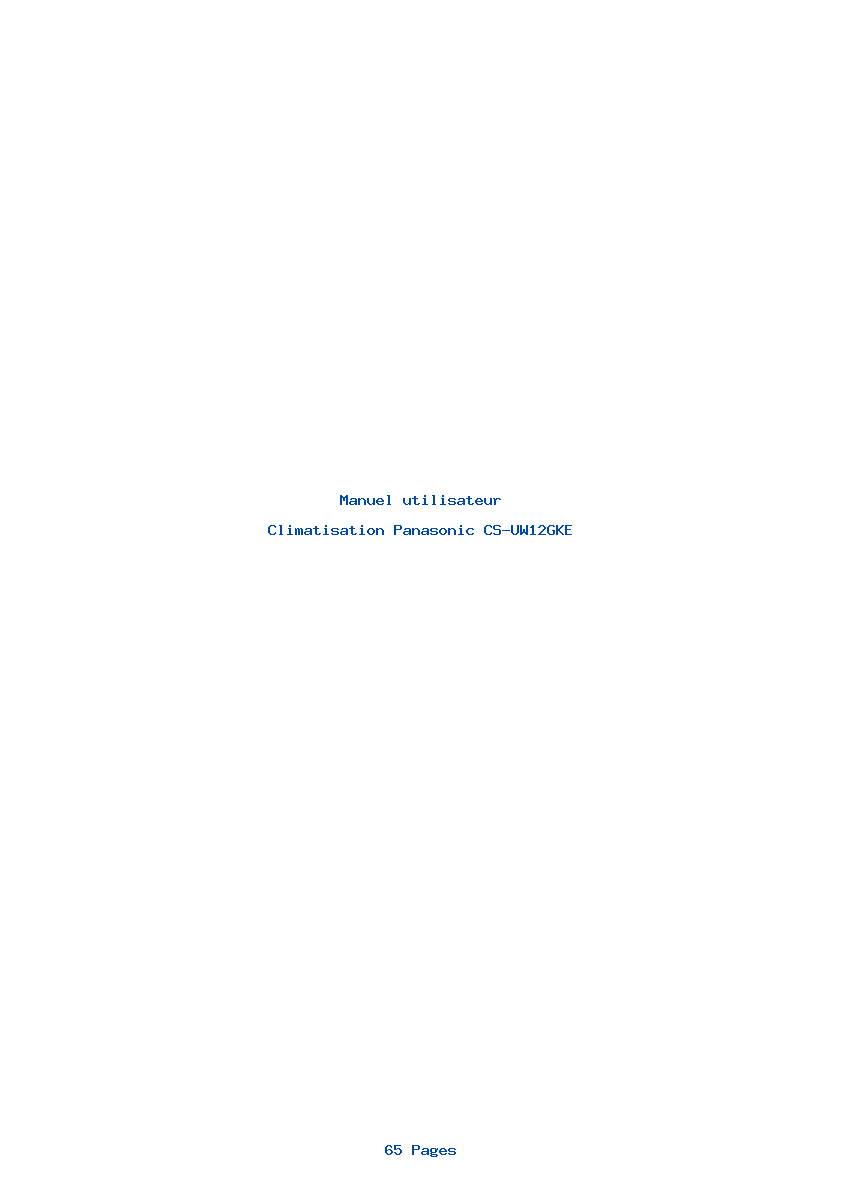 Page 1 de la notice Manuel utilisateur Panasonic CS-UW12GKE