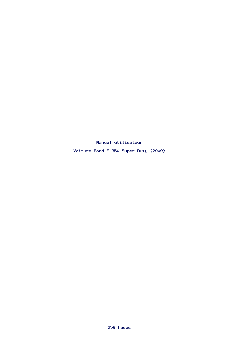 Page 1 de la notice Manuel utilisateur Ford F-350 Super Duty (2000)