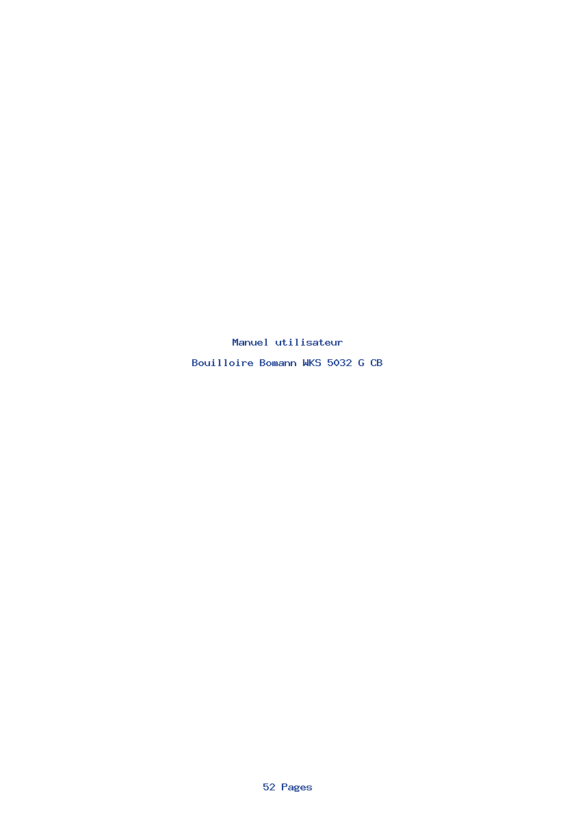 Page 1 de la notice Manuel utilisateur Bomann WKS 5032 G CB