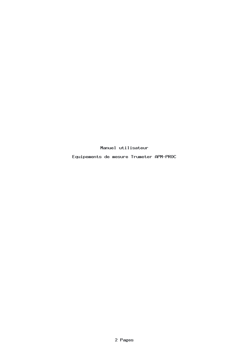 Page 1 de la notice Manuel utilisateur Trumeter APM-PROC