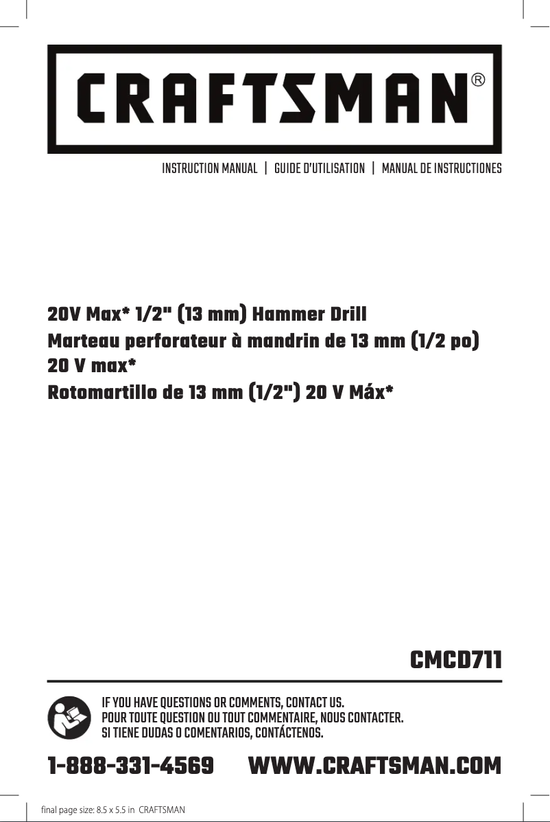 Page 1 of the manual User Manual Craftsman CMCD711C2