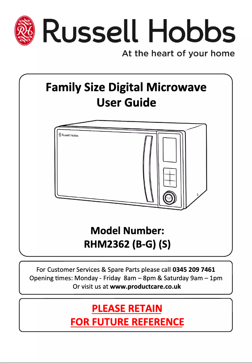 Page 1 de la notice Manuel utilisateur Russell Hobbs RHM2362B-G