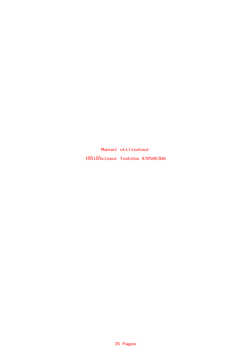 Page 1 de la notice Manuel utilisateur Toshiba 43V5863DA