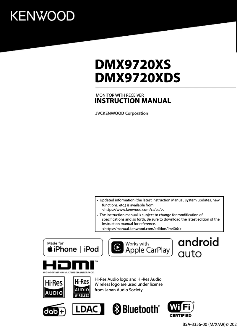 Page 1 de la notice Manuel utilisateur Kenwood DMX9720XS