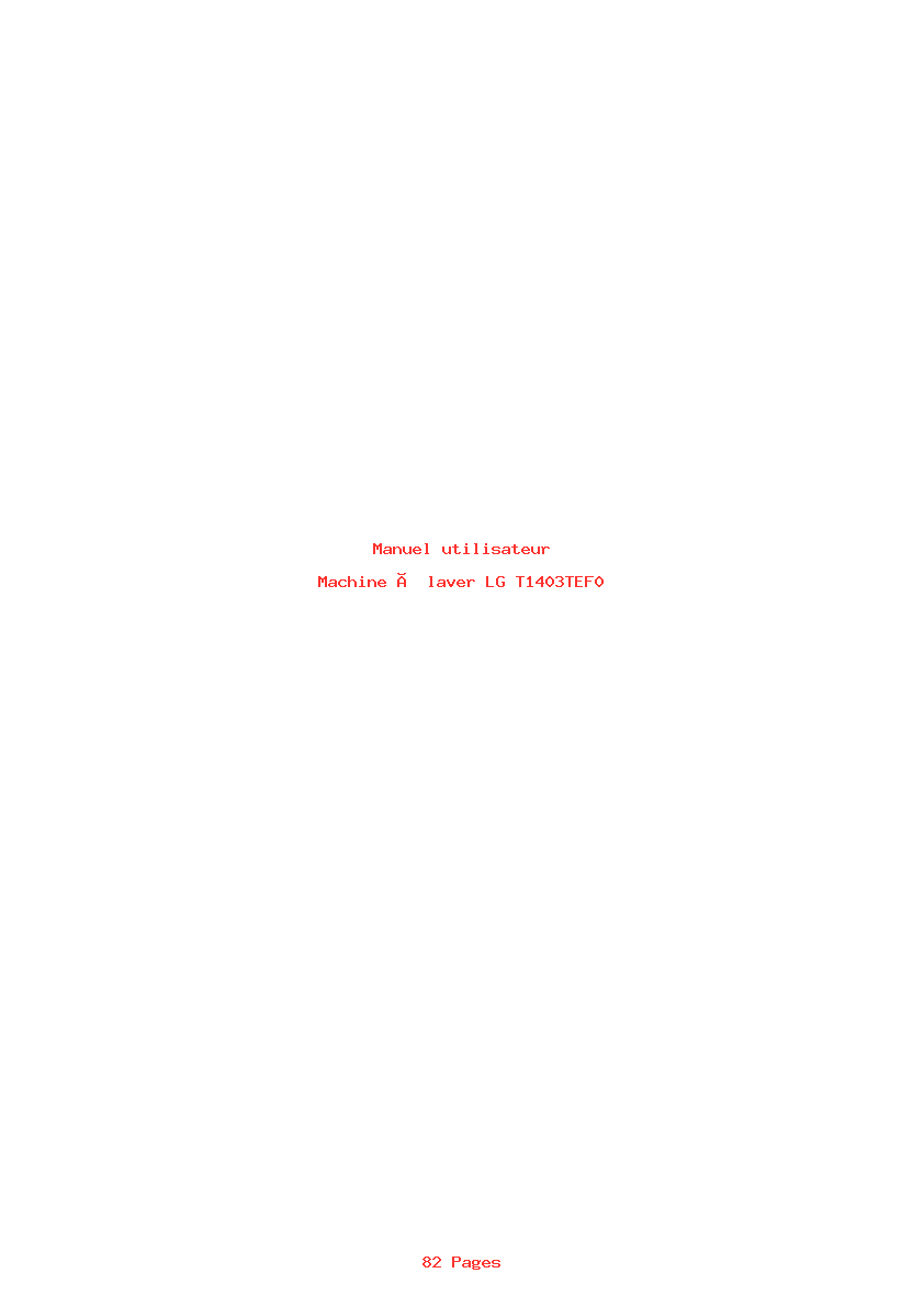 Page 1 de la notice Manuel utilisateur LG T1403TEF0