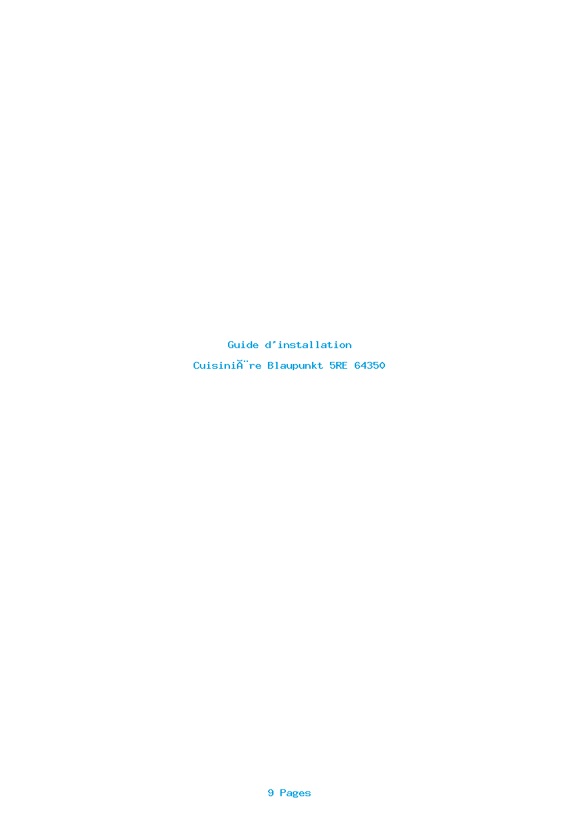 Page 1 de la notice Guide d'installation Blaupunkt 5RE 64350