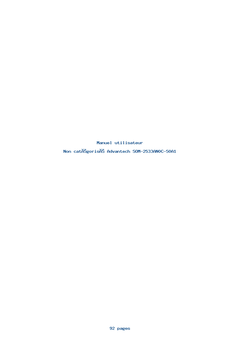 Page 1 de la notice Manuel utilisateur Advantech SOM-2533AN0C-S0A1