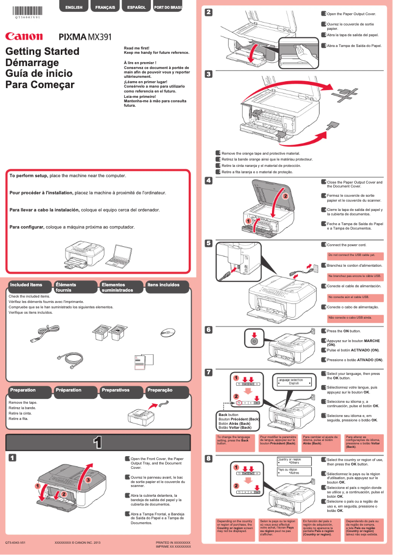 Page 1 de la notice Manuel utilisateur Canon PIXMA MX391