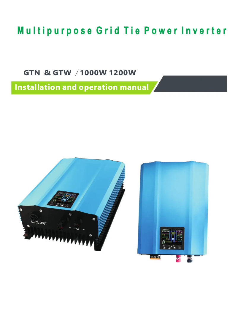 Page 1 de la notice Manuel utilisateur Soyosource GTN-1200G48-2-RS