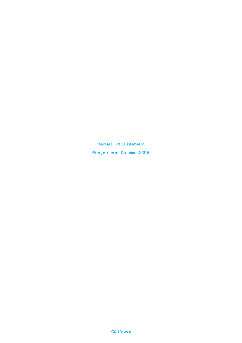 Page 1 de la notice Manuel utilisateur Optoma X355