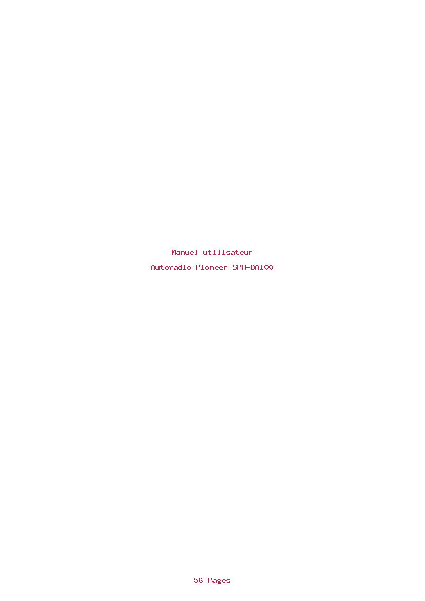 Page 1 de la notice Manuel utilisateur Pioneer SPH-DA100