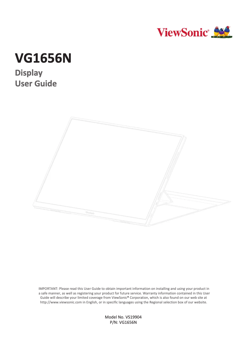 Page 1 de la notice Manuel utilisateur Viewsonic VG1656N