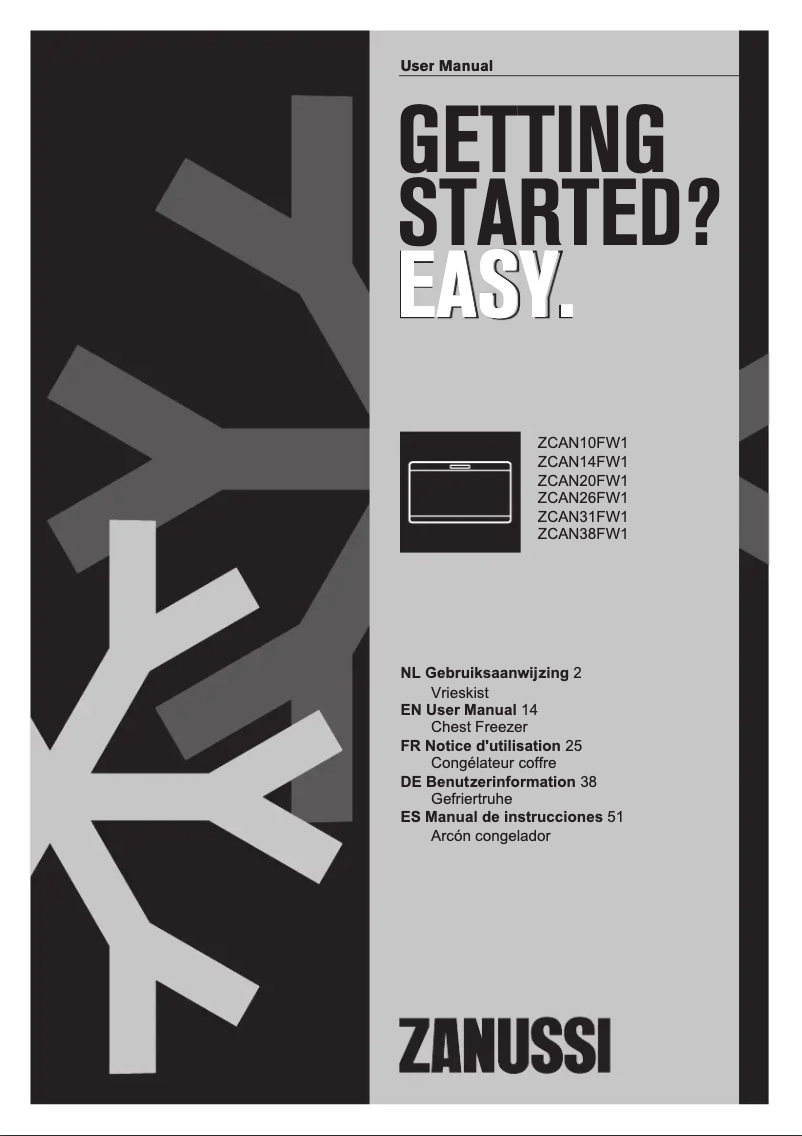 Page 1 de la notice Manuel utilisateur Zanussi ZCAN10FW1