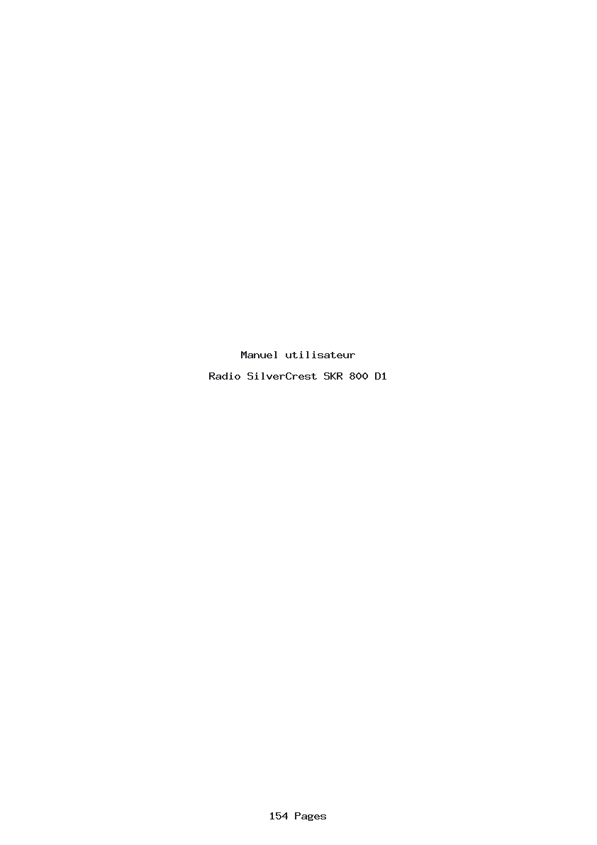 Page 1 de la notice Manuel utilisateur SilverCrest SKR 800 D1