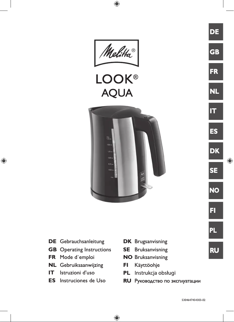 Page 1 de la notice Manuel utilisateur Melitta Look Aqua