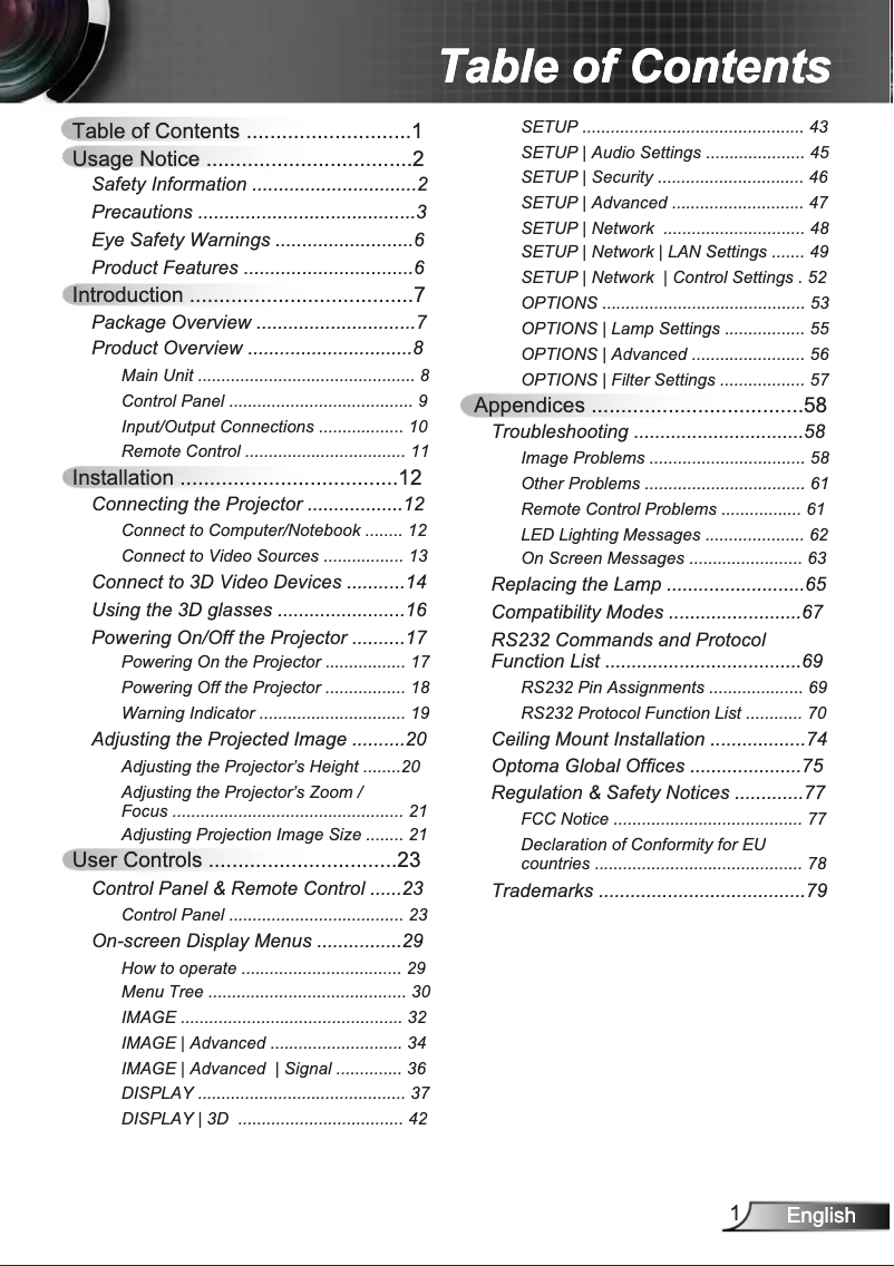 Page 1 de la notice Manuel utilisateur Optoma X401