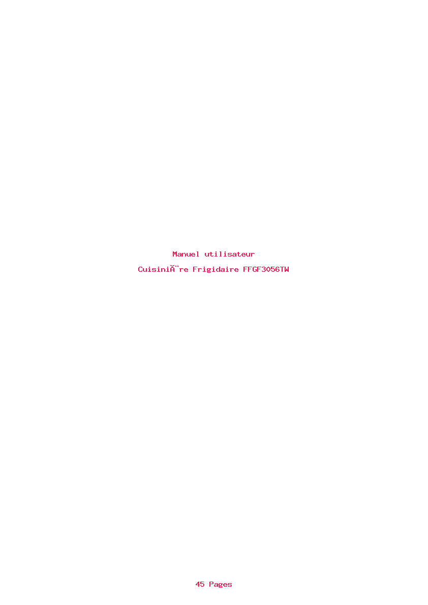 Page 1 de la notice Manuel utilisateur Frigidaire FFGF3056TW