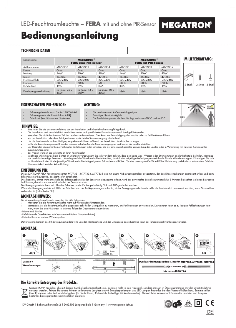 Page 1 de la notice Manuel utilisateur Megatron MT77331