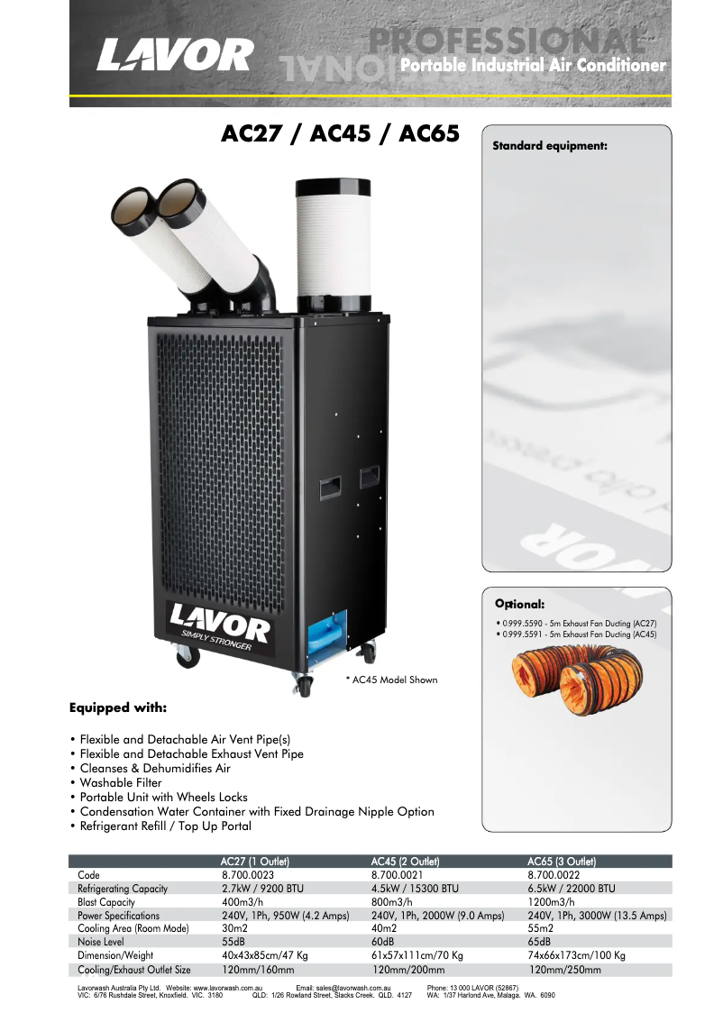 Página 1 del manual Ficha técnica Lavorwash AC65