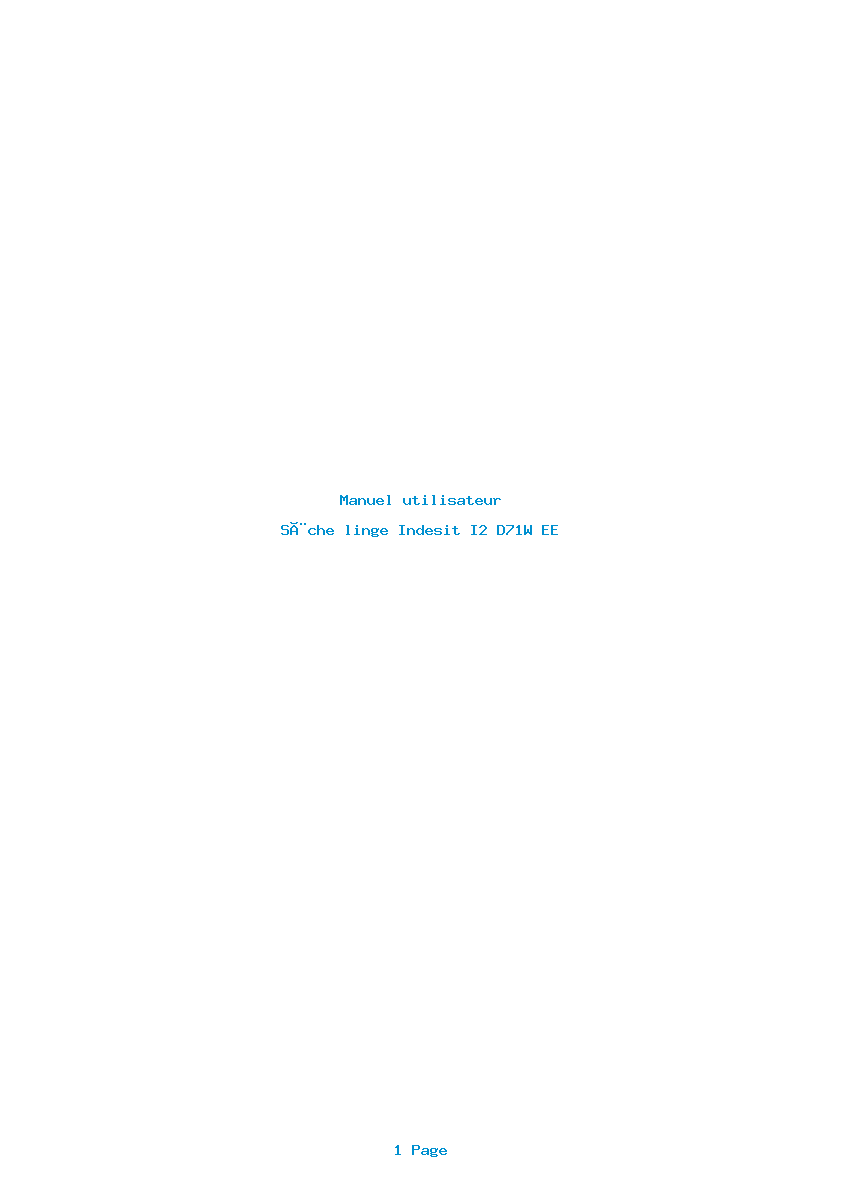 Page 1 de la notice Manuel utilisateur Indesit I2 D71W EE