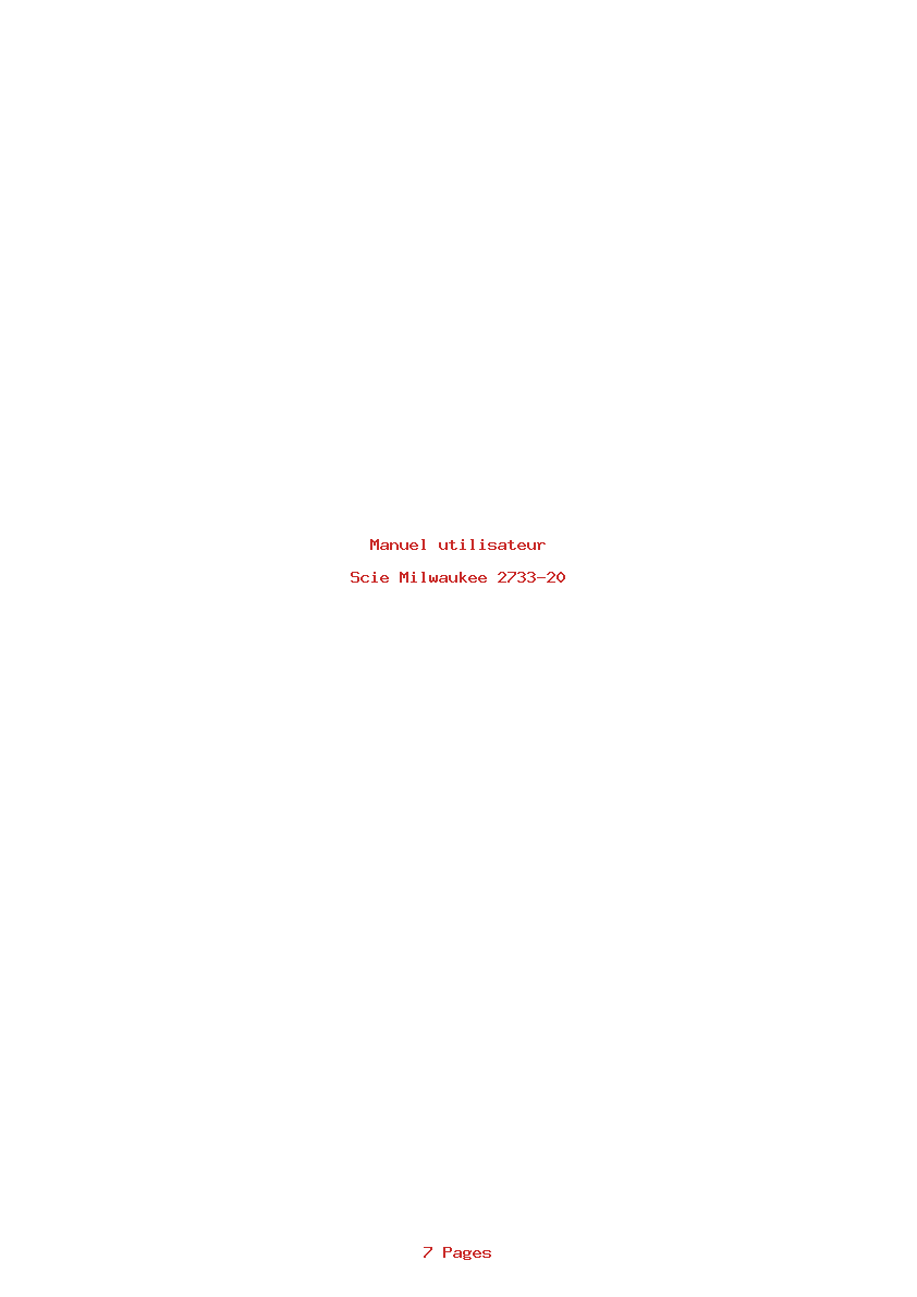 Page 1 de la notice Manuel utilisateur Milwaukee 2733-20