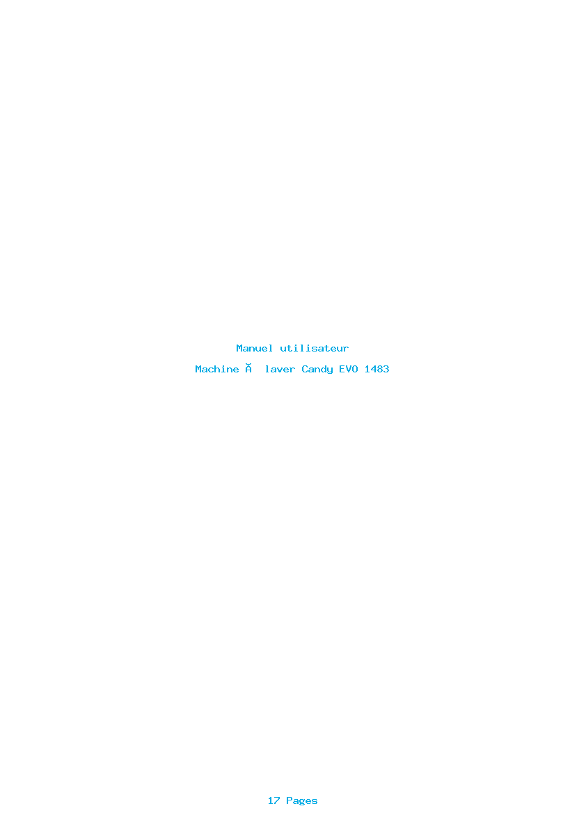 Page 1 de la notice Manuel utilisateur Candy EVO 1483