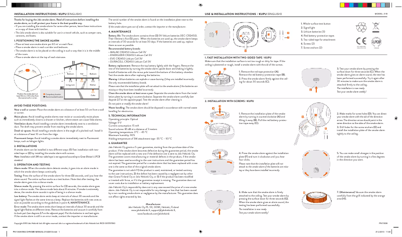 Page 1 of the manual User Manual Jalo Helsinki Kupu