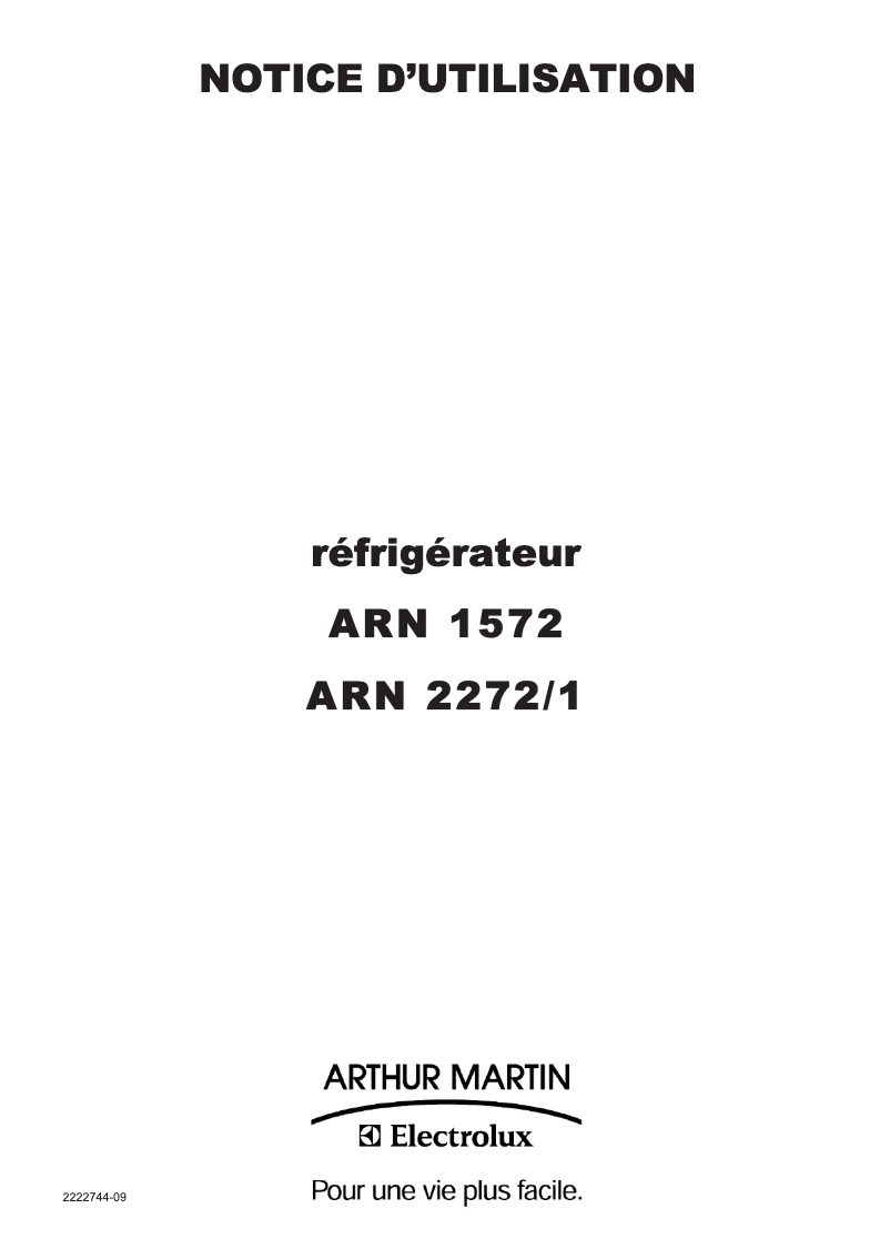 Página 1 del manual Manual de usuario Arthur Martin-Electrolux ARN2272