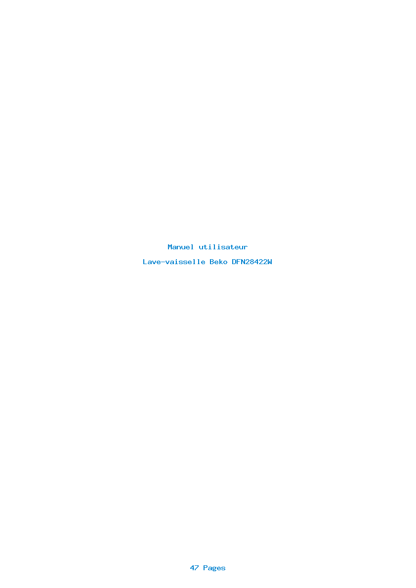 Page 1 de la notice Manuel utilisateur Beko DFN28422W