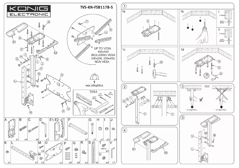 Page 1 de la notice Manuel utilisateur Konig TVS-KN-FSB117B