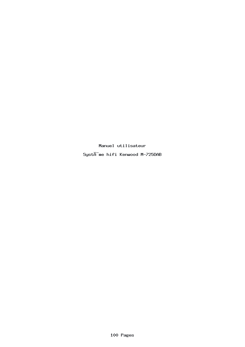 Page 1 de la notice Manuel utilisateur Kenwood M-725DAB