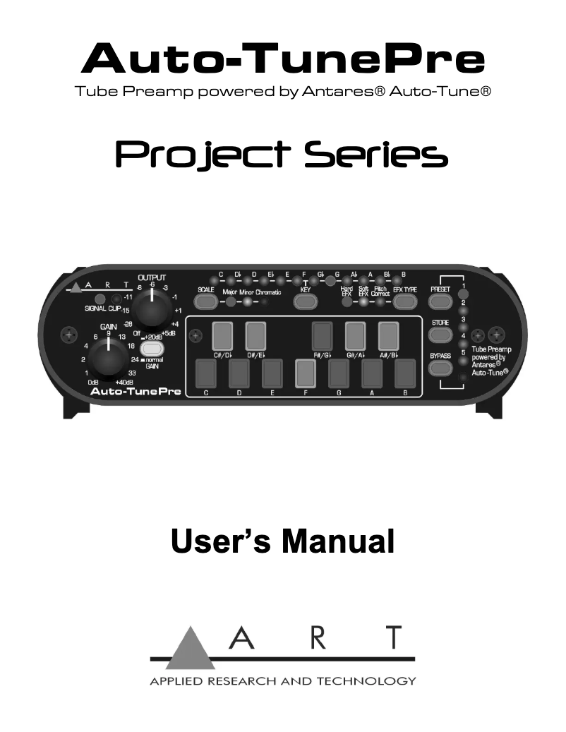 Page 1 de la notice Manuel utilisateur ART Auto-Tune Pre