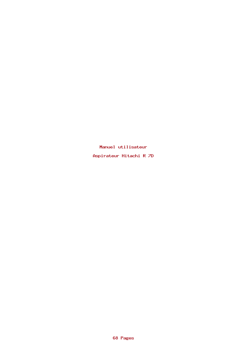 Page 1 de la notice Manuel utilisateur Hitachi R 7D
