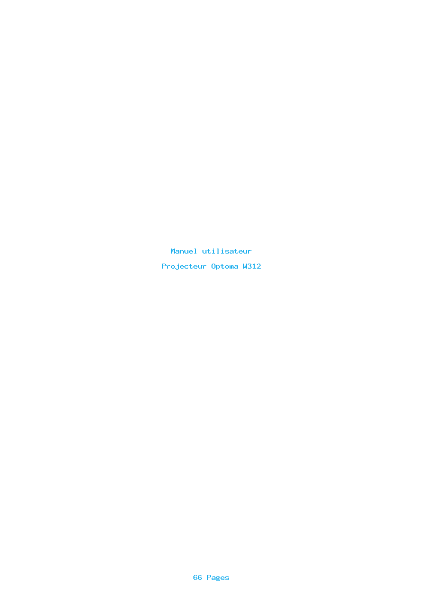 Page 1 de la notice Manuel utilisateur Optoma W312